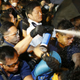 Hong Kong police spray protesters with pepper spray during clashes on Oct. 16.